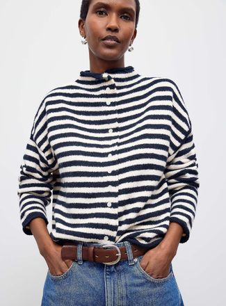 Contemporaine Womens Funnel neck buttoned sweater