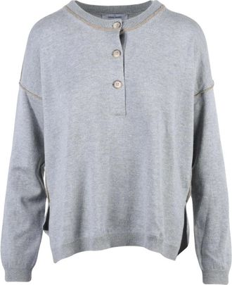 Gran Sasso Truien & Vesten, Dames, Grijs, M, Wol, Serafino Ronde Hals Trui