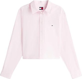 Tommy Jeans Relaxed Fit Cropped Poplin Shirt - Dames - Overhemden - Roze - M - Katoen - Overhemden