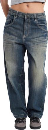 The Ragged Priest Unisex baggy jeans voor volwassenen van grof denim, in bleacher-stijl (Blauw)