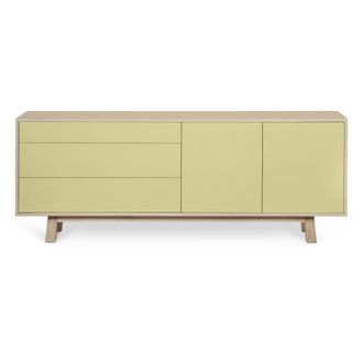 Mon Petit Meuble Fran&ccedil;ais Aparador bajo de 2 puertas y 3 cajones l.200 cm, fresno