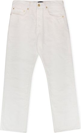 Purple Off White Jacquard Straight Fit Jeans