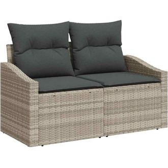 vidaXL Sof&aacute; De Jard&iacute;n Con Coj&iacute;n Gris 123 X 62 X 69cm Rat&aacute;n Sint&eacute;tico Vidaxl