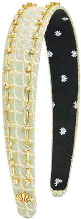 Lele Sadoughi Bessette Crystal Embellished Fabric Headband in Nile Mist at Nordstrom