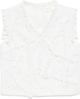 Shushu/Tong Top con finitura in pizzo - Bianco