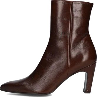 Zinda Enkellaarsjes 3203 - Dames - Laarzen met Hak - Bruin - 36 EU - Leer - Schoenen