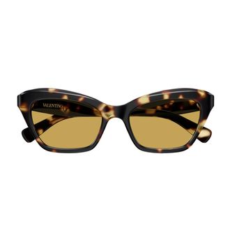Valentino Havana Linea V Logo Recycled Acetate Cat-Eye Sunglasses