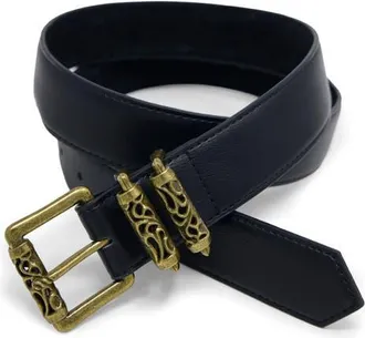 mnml Engraved Leather Roller Buckle Belt in Black at Nordstrom, Size Large/x-Large