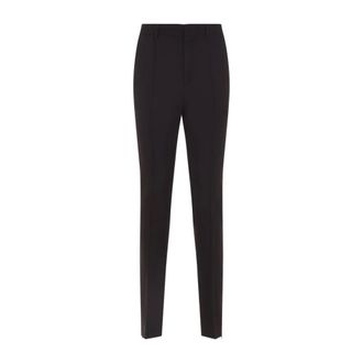Celine Slim-fit Trousers, female, Brown, Size: XS Slim Trousers in Stretch Wool Gabardine