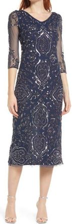 Pisarro Nights Sequin & Beaded Cocktail Sheath Dress in Slate 421 at Nordstrom, Size 10