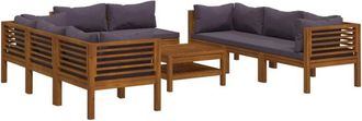 vidaXL Muebles De Jard&iacute;n 9 Pzas Cojines Madera Maciza De Acacia Vidaxl