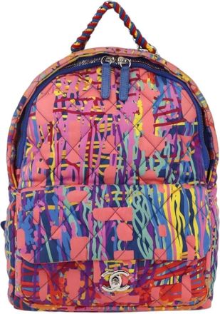 Chanel Cc Pocket Backpack Quilted Printed Foulard Multicolour Nylon Backpack Bag (Pre-Owned)
