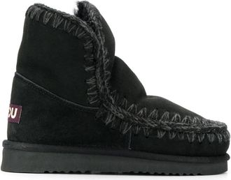 Mou Zwarte Winter Enkellaarzen - Dames - Winterlaarzen - Zwart - 36 EU - Leer - Schoenen