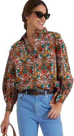 La DoubleJ Poet Shirt Corte White Rust at Nordstrom, Size X-Large