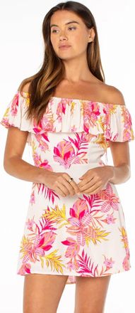 Roxy Clear Sky Mini Dress In White/ Pink