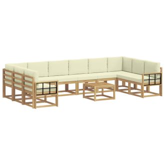 vidaXL Conjunto De Sof&aacute;s De Exterior 11 Uds. Blanco Y Crema Vidaxl
