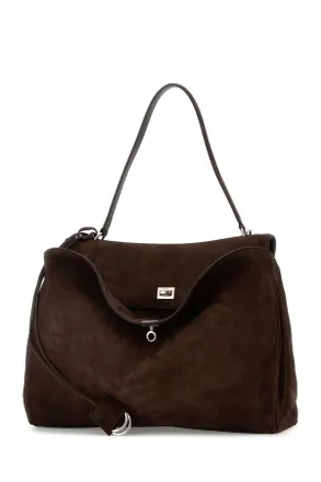Balenciaga Mens Dark Brown Suede Large Rodeo Handbag Light Espresso Borse A Mano