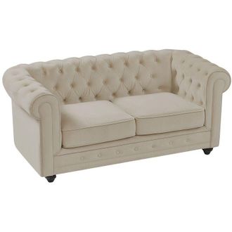 Vente-Unique Vente-unique - Divano 2 posti in Velluto Beige - chesterfield