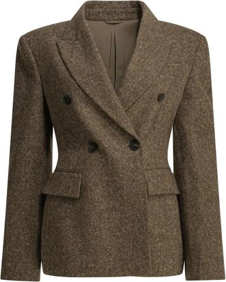 Brunello Cucinelli Blazer Donegal con monili - - Jackets - Donna - Marrone - S
