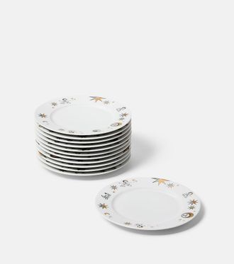Fornasetti Set di 12 piatti Astronomici da dessert in porcellana