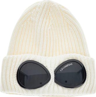 C.P. Company Extrafijne Merino Wol Goggle Beanie - Heren - Hoeden - Wit - ONE Size - Wol - Accessoires