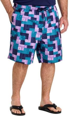 Psycho Bunny Big & Tall Olivier All Over Bunny Swim Trunks in Mallard Blue at Nordstrom, Size 1X Big