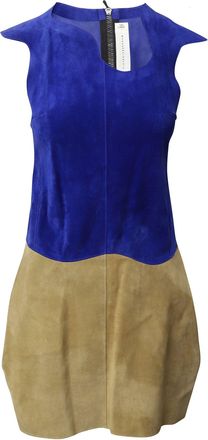 Victoria Beckham Paneled Mini Dress in Multicolor Suede