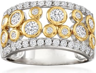 Ross-Simons CZ Open-Space Bubble Ring in 2-Tone Sterling Silver