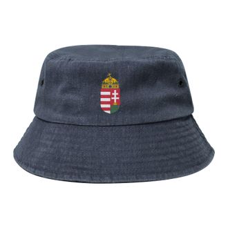 Generic Hungary Coat of Arms Bucket Hat Hungary National Emblem Cowboy Denim Fisherman Hat Hungarian Sun Cap, Navy Blue, One size