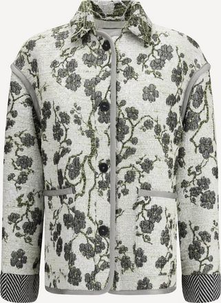 Forte_Forte Womens La Lune En Fleur Jacquard Oversized Coat In Silvermoon