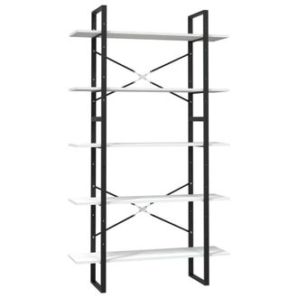 Berkfield Home 5-Tier Book Cabinet White 100x30x175 cm Pinewood | Size: 100 x 30 x 175 cm