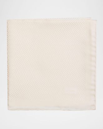 Brioni Men & apos;s Chevron Jacquard Hand-Rolled Silk Pocket Square