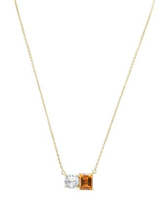Suzy Levian Gold Over Silver 5.00 Ct. Tw. Gemstone Toi Et Moi Necklace