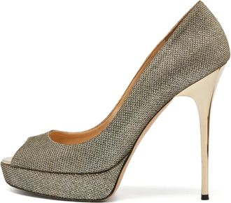 Jimmy Choo London 120mm glitter-embellished heels - Gold