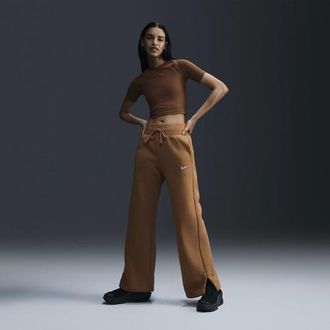 Nike Womens Phoenix High Rise Wide Pants - Flax/Sail Size XS