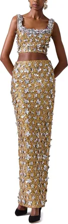 Carolina Herrera Embellished Thin Strap Scoop Neck Gown
