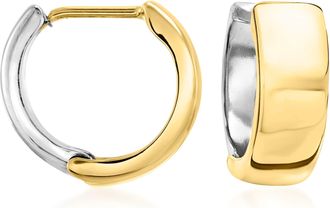 Ross-Simons 14kt 2-Tone Gold Reversible Huggie Hoop Earrings