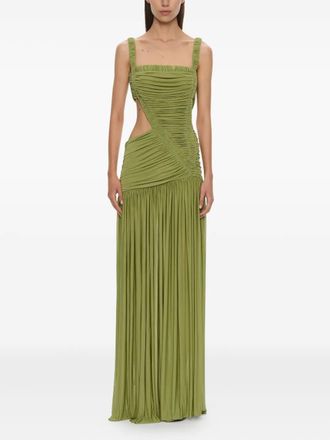 CHRISTOPHER ESBER Orion Separation cut-out ruched gown - women - Rayon/Polyester - M - Green