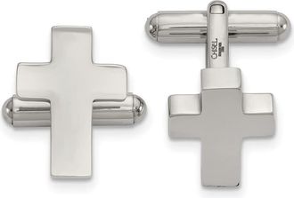 Diamond2Deal Stainless Steel Polished Cross Cufflinks