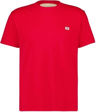 Valentino Garavani Katoenen T-shirt met Vlogo Patch - Heren - T-shirts - Rood - XL - Katoen - Tops