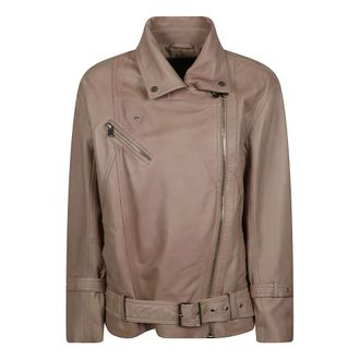 Pinko Leather Jackets, female, Beige, Size: XS Candy Biker Jacket