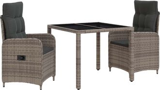 vidaXL Juego De Comedor Para Exteriores 3 Uds. Rat&aacute;n Sint&eacute;tico Vidaxl