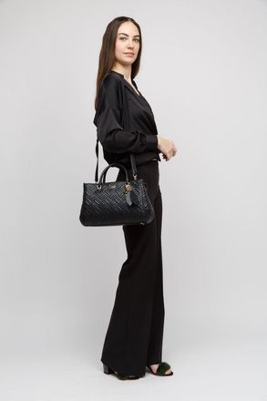 Guess Womens Satchel Bag Black Polyurethane - Satchel-Bags