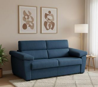 Dmora Dmora - Sof&aacute; Fijo 3 Plazas Giffone, Sof&aacute; Lineal Para Sal&oacute;n, Acolchado, Desenfundable, Calidad 100% Made In Italy, 225x95 H100 Cm, Azul