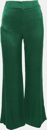 Alice & Olivia Alice + Olivia Green Satin Wide Leg Trousers