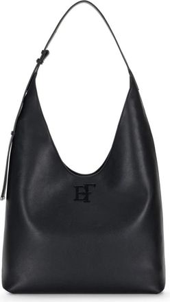 Elisabetta Franchi Grote Hobo Tas met Logo - Dames - Schoudertassen - Zwart - ONE Size - Tassen