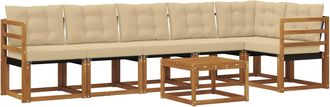 vidaXL Conjunto De Sof&aacute;s De Exterior 7 Uds. Natural Y Beige Vidaxl