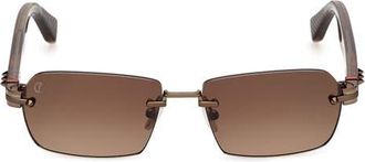 Christian Louboutin 56mm Rectangular Sunglasses in Bronze/Bilayer Classic Havana at Nordstrom
