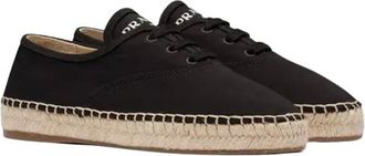 Prada Black Lace-Up Espadrille Sneakers Size 35.5