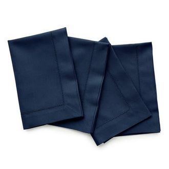 Solino Home Linen Dinner Napkins - Cotton Linen Hemstitch, 20 x 20 in Navy at Nordstrom, Size Large